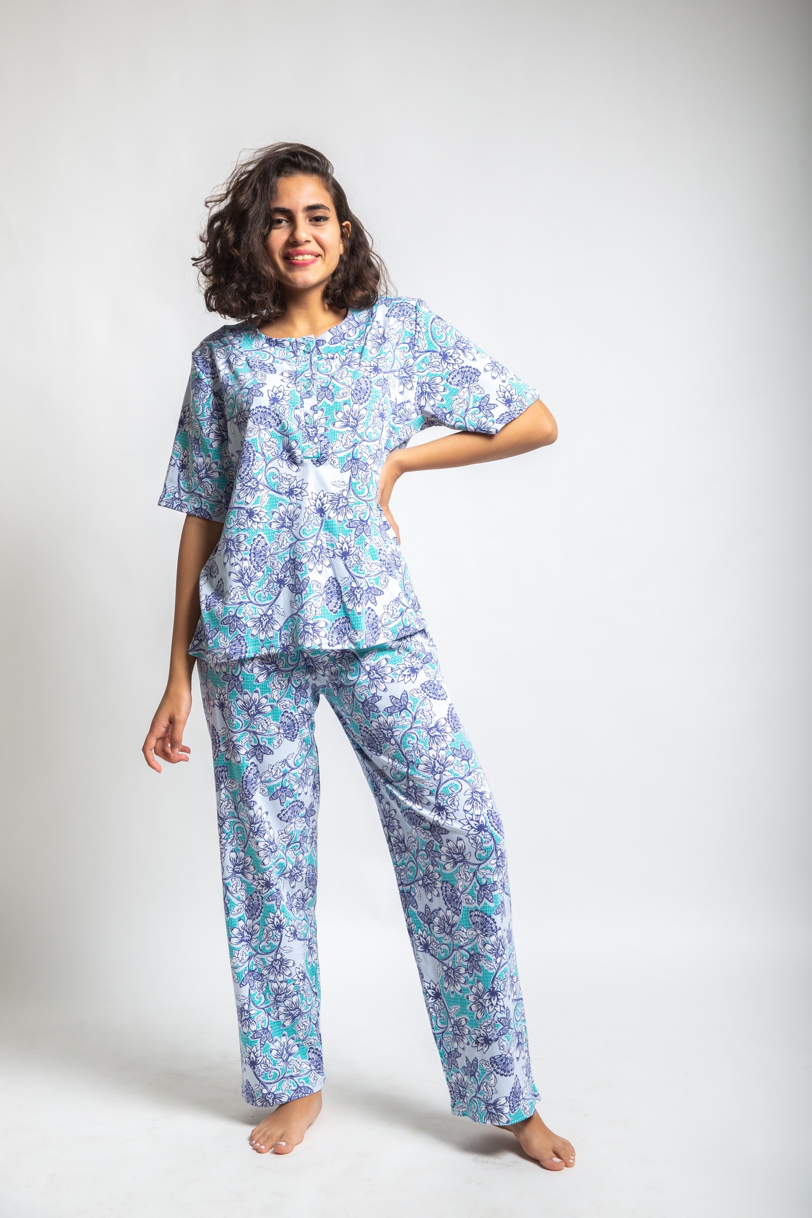 Blue Lotus Short Sleeve Pjs Set