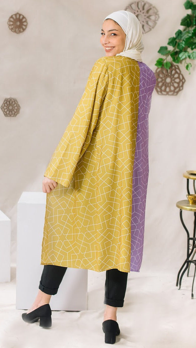 Purple And Mustard Kimono