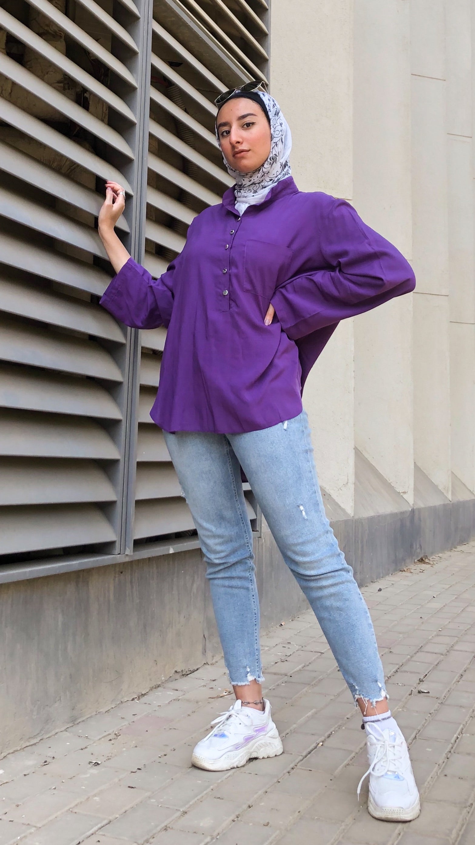 Half Collar Blouse - Purple