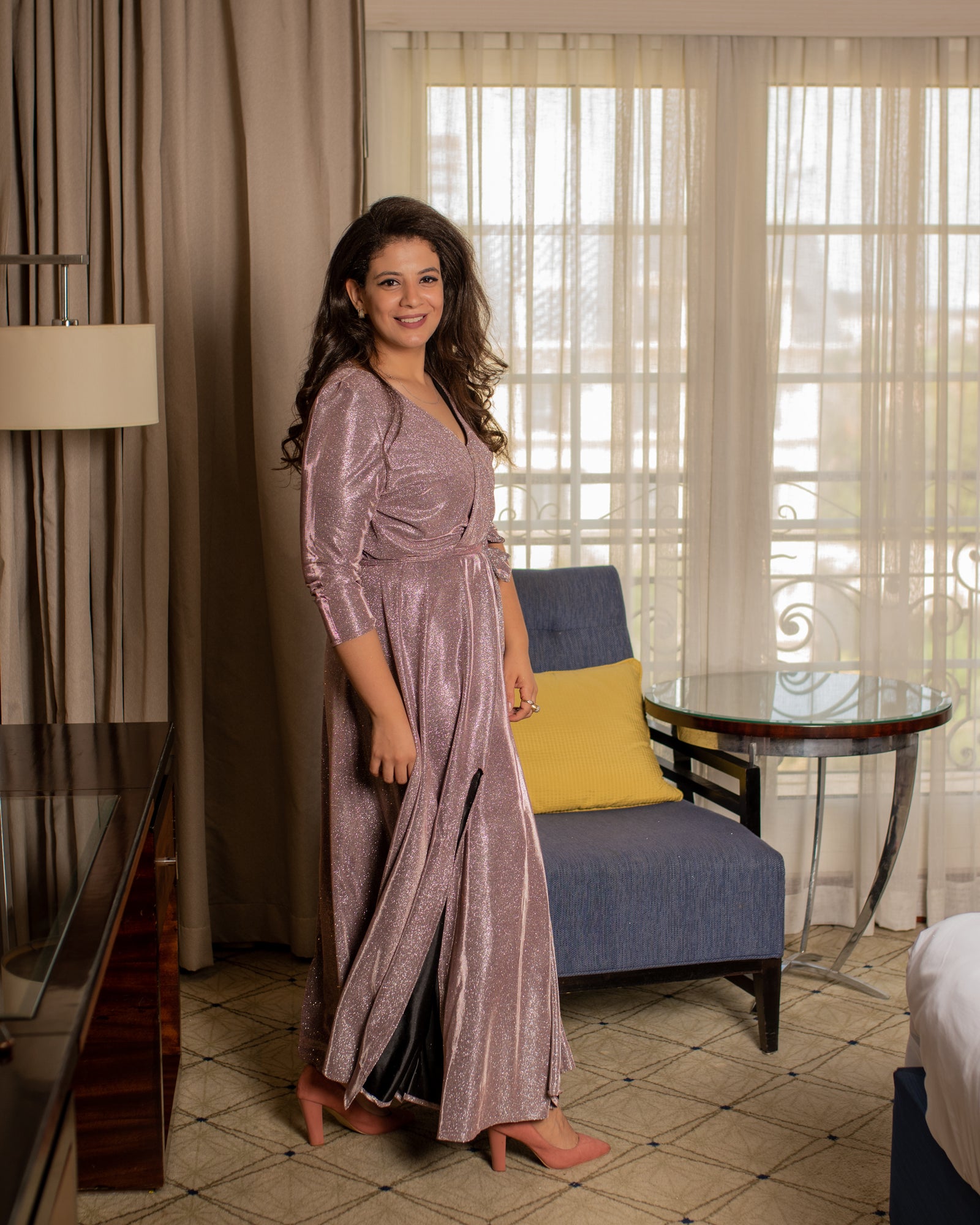 Sparkle Soiree Dress - Rose Blush