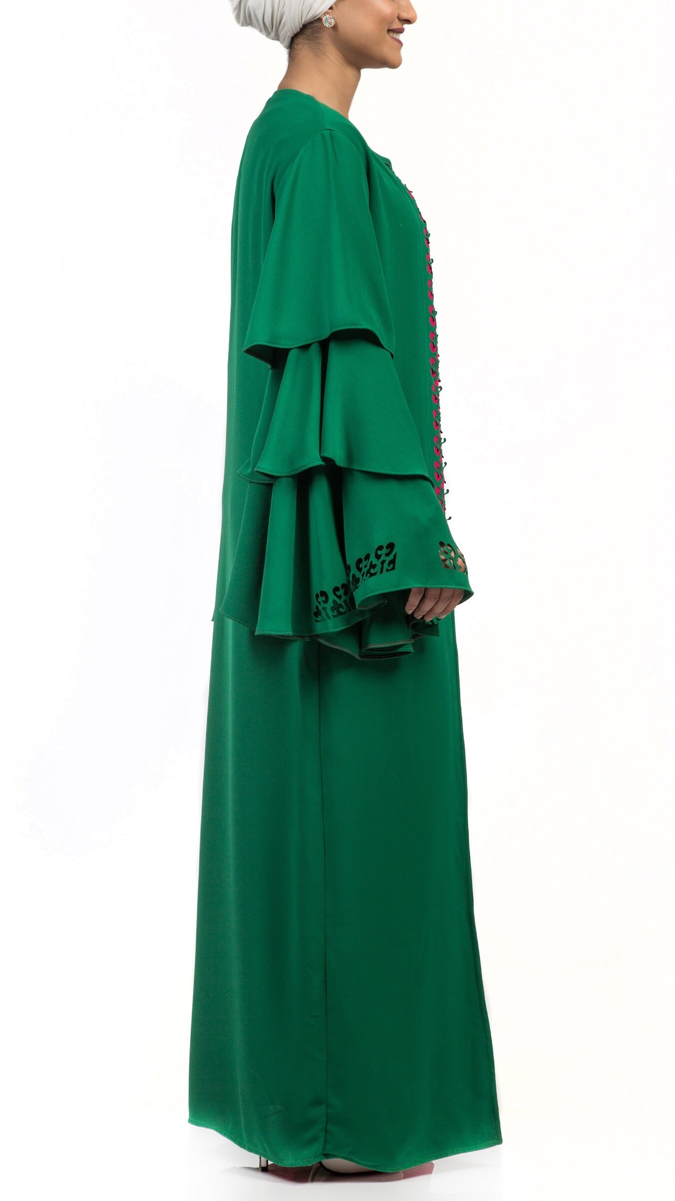 The Ruffled Islamic Kimono- Green