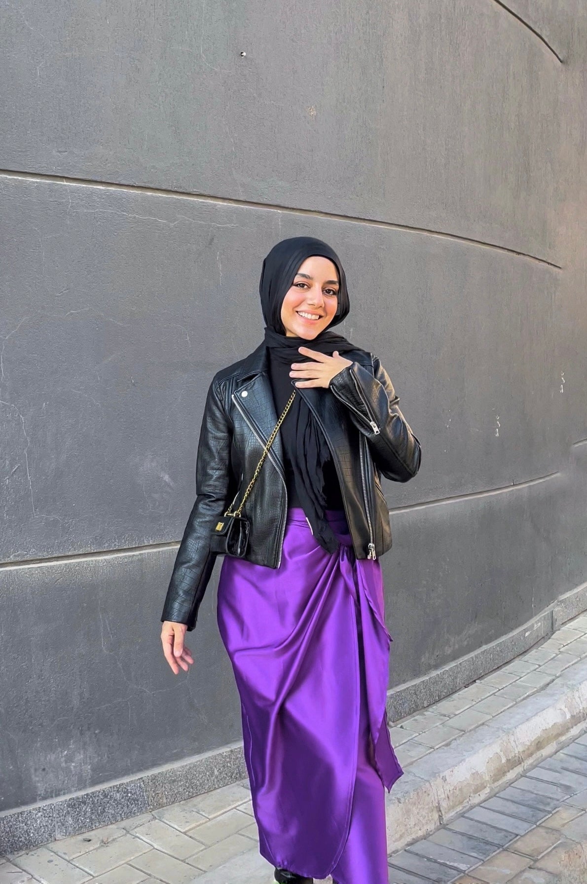 Satin wrap Skirt - Purple
