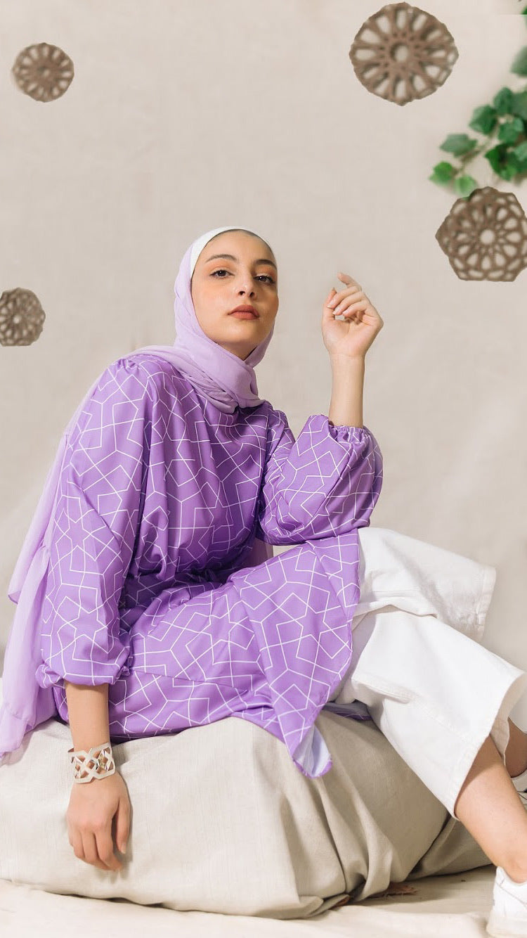 Lilac Dress With Side Belt -Violet