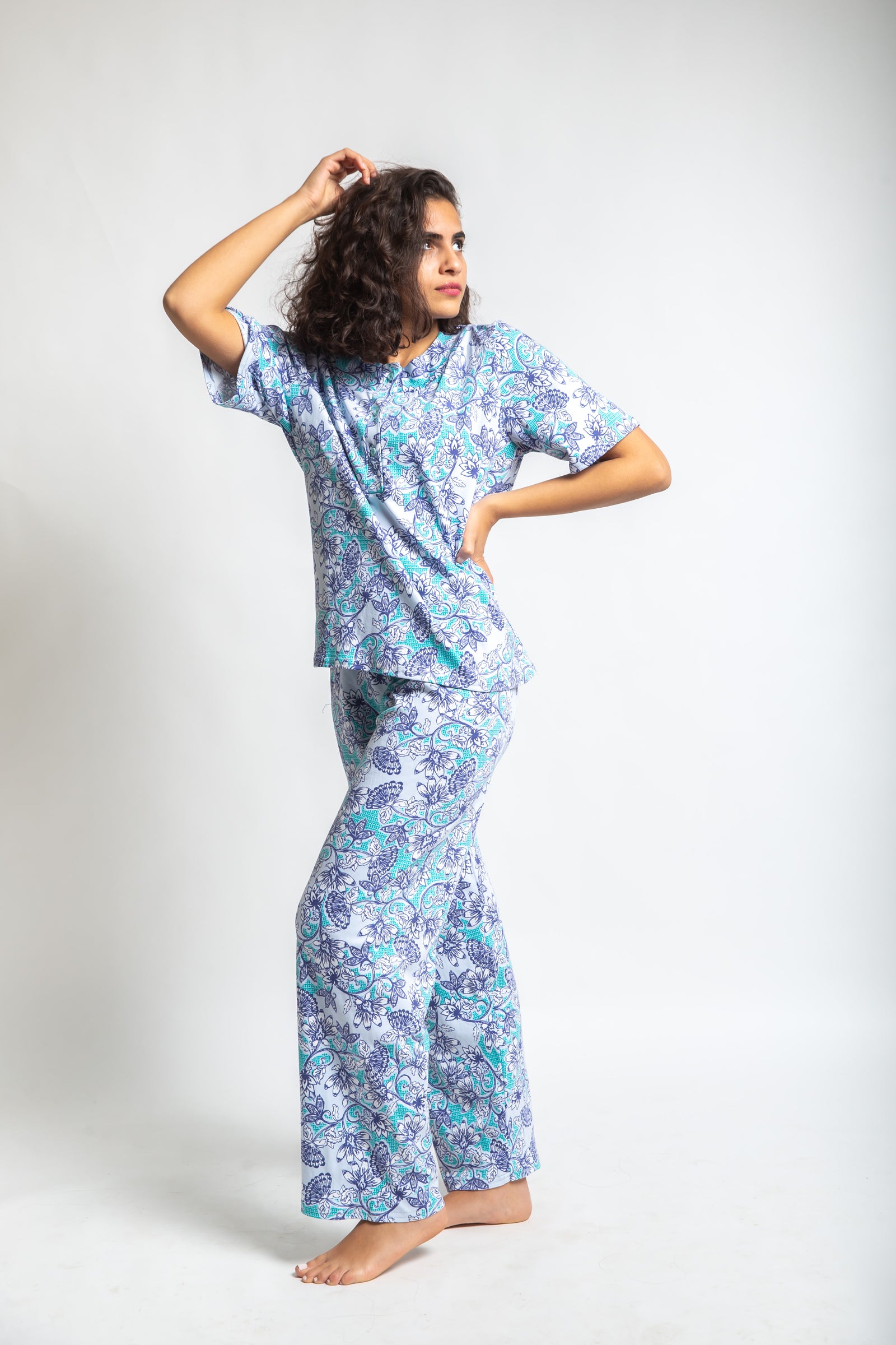 Blue Lotus Short Sleeve Pjs Set