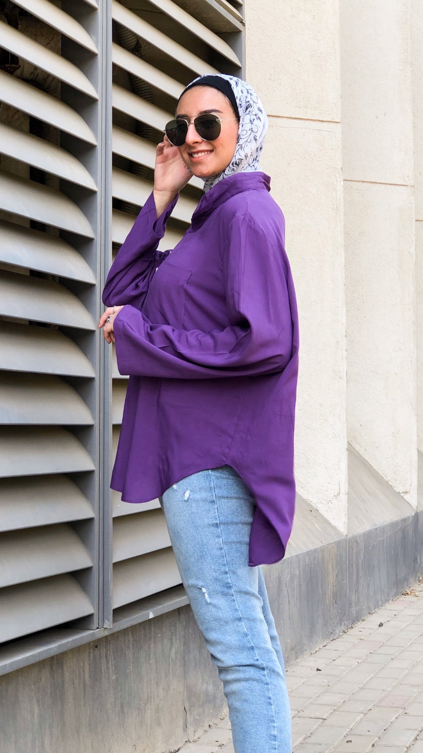Half Collar Blouse - Purple