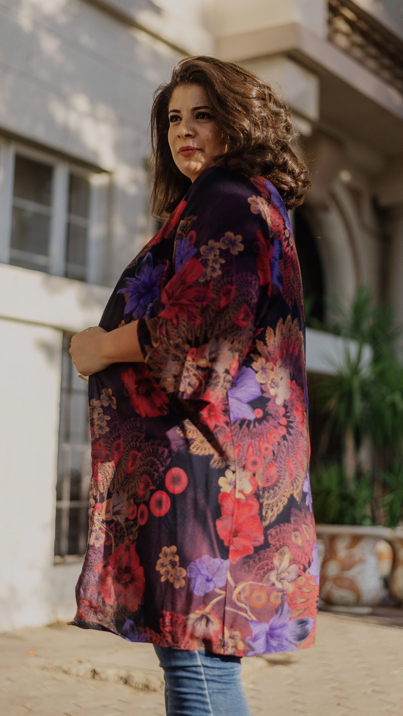Colorful Floral Kimono-Red