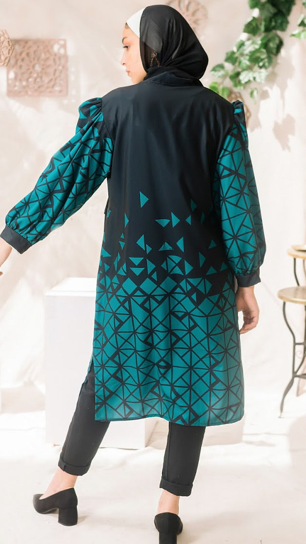 Geometric Chemise -Emerald Green
