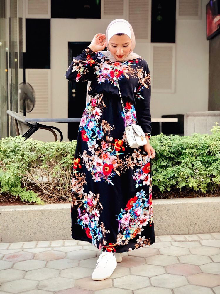 The Floral dress- Black