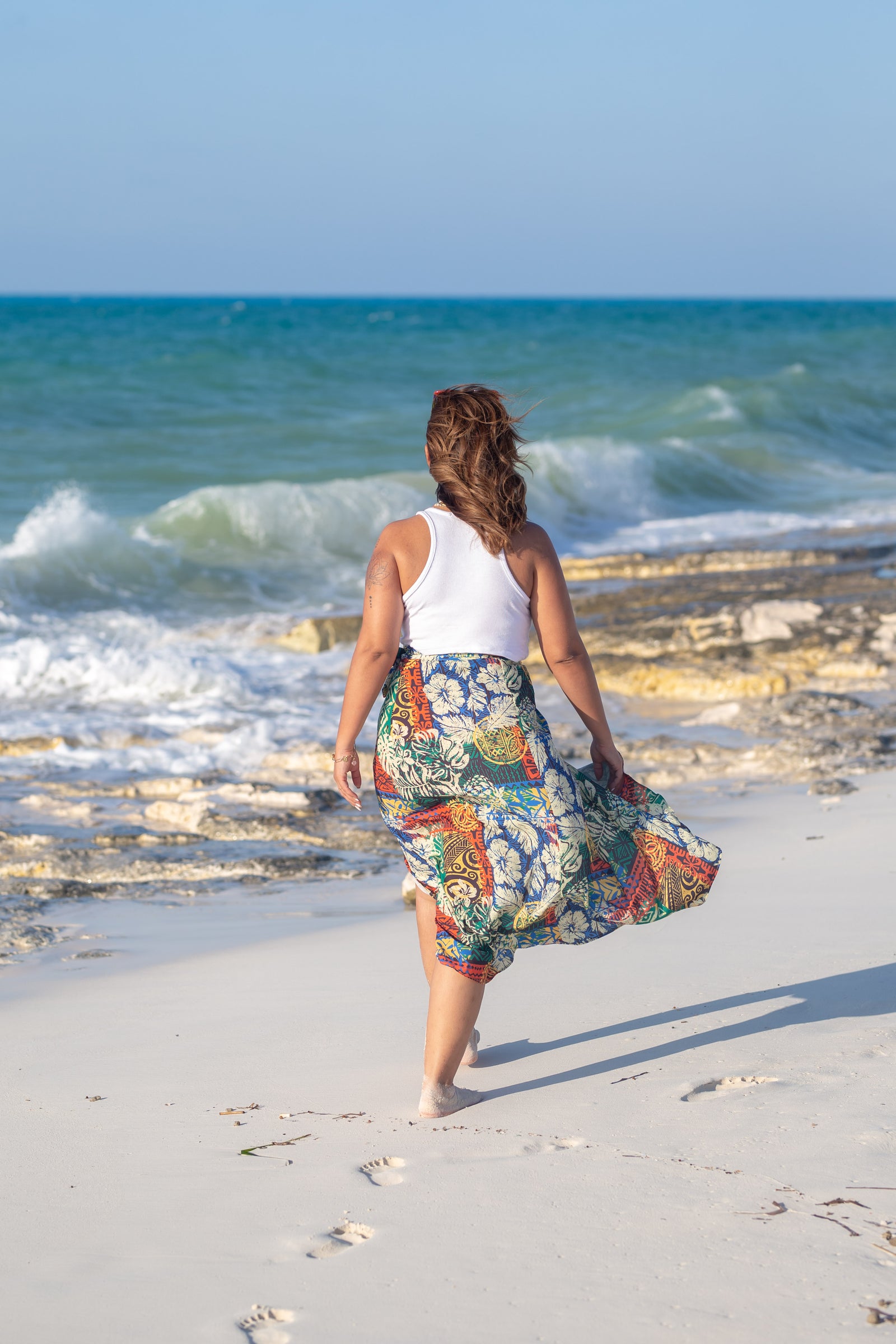 African floral crepe wrap Skirt - green