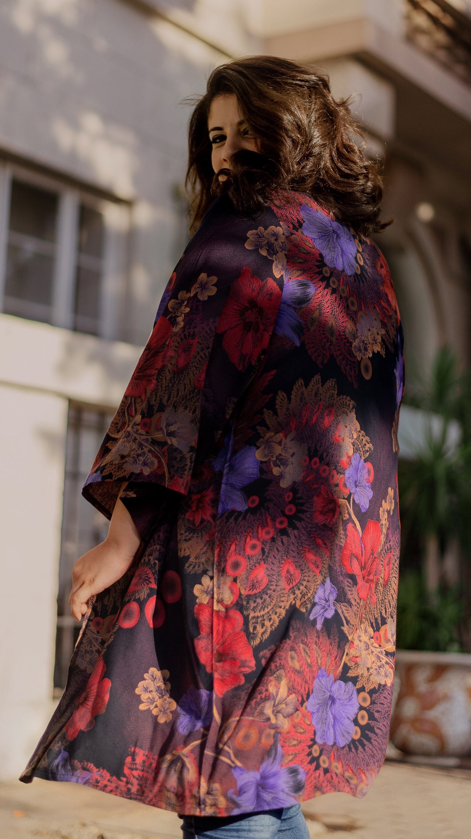 Colorful Floral Kimono-Red