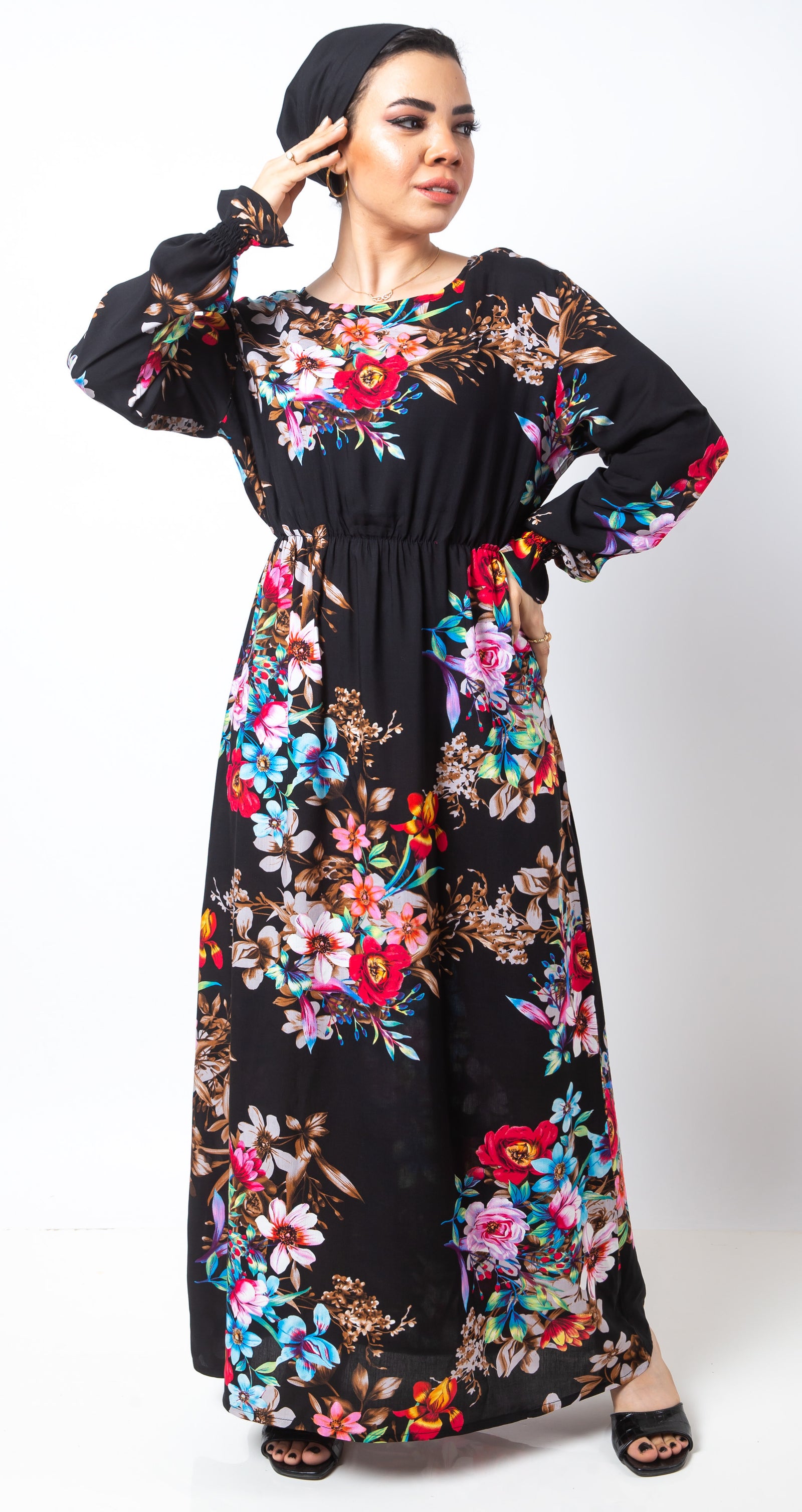 The Floral dress- Black