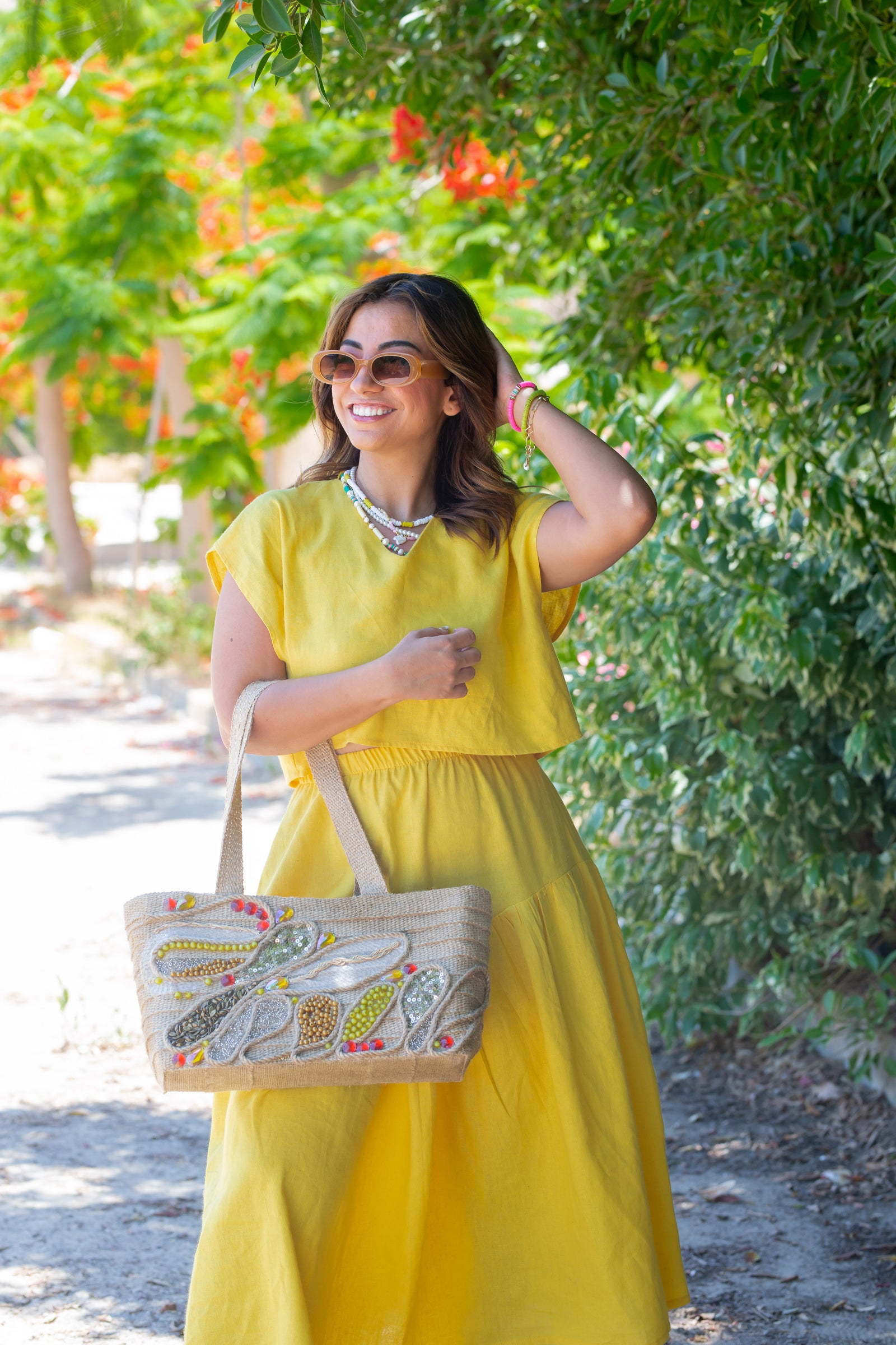 2 piece linen Dress - Mustard