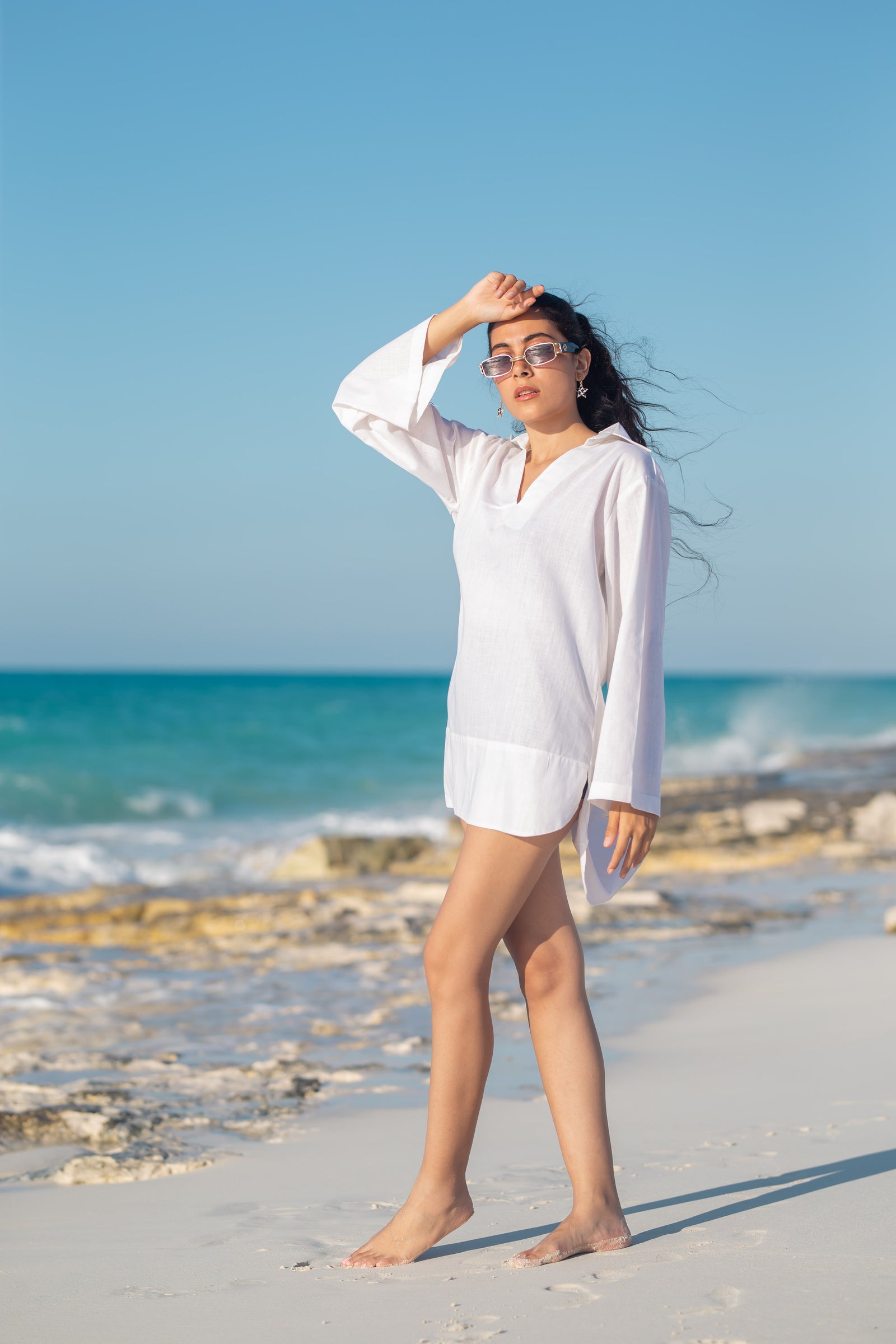 The White linen Top - white