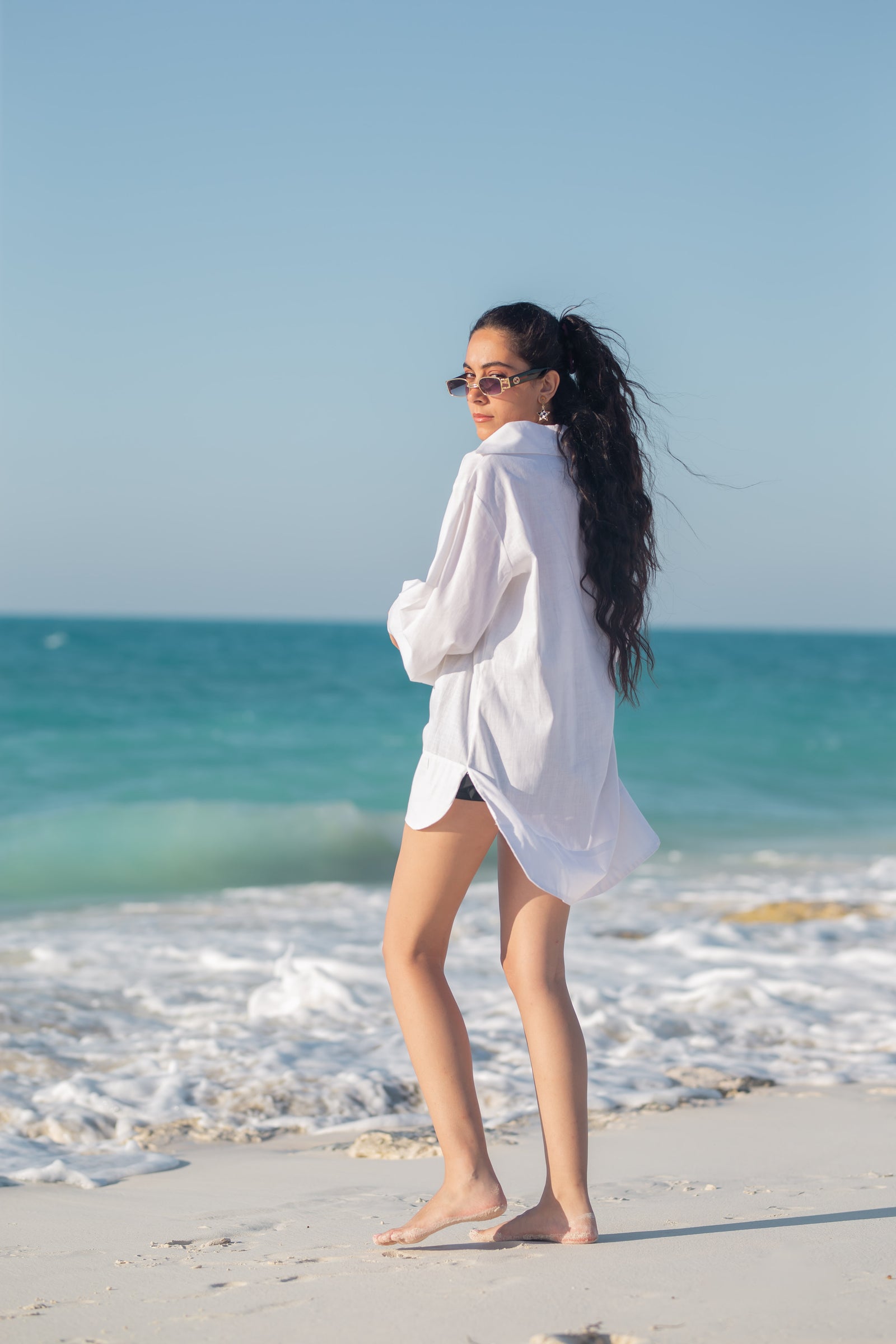 The White linen Top - white