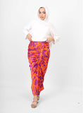 Silk ruched floral Skirt - orange