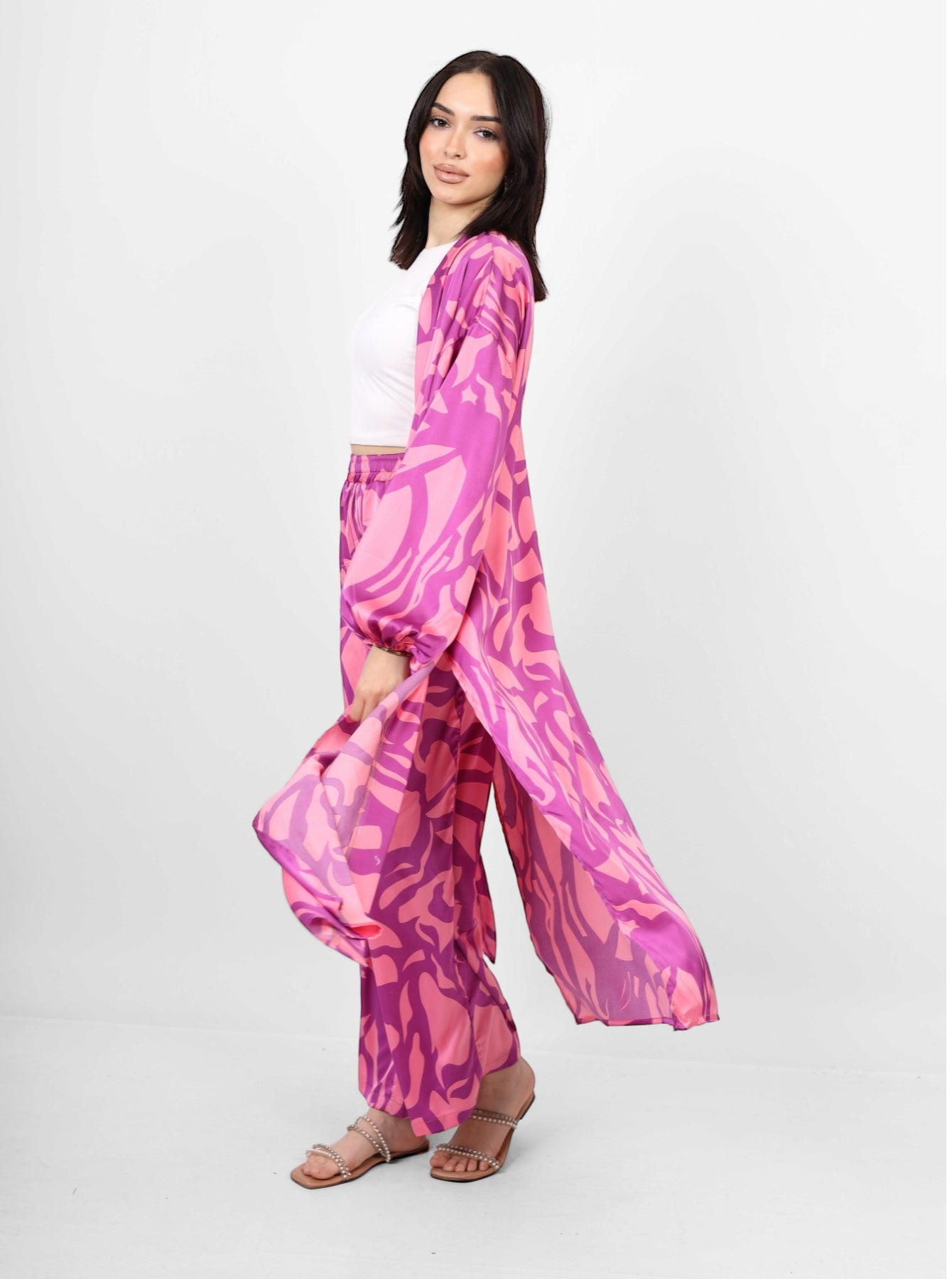 The blossom silk pants - pink