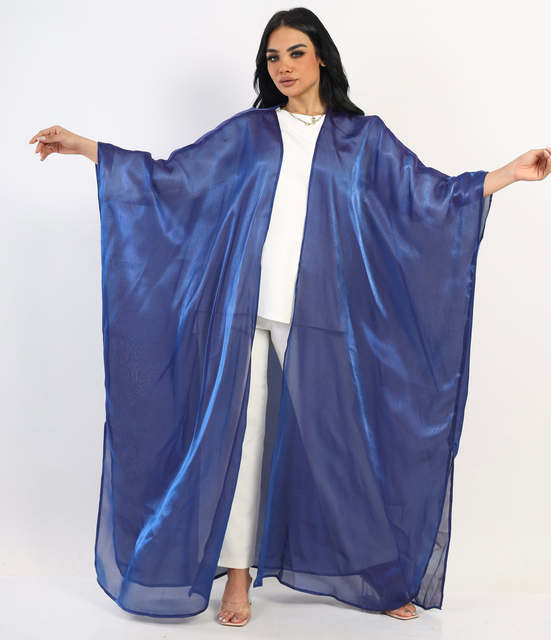 Organza Shimmer Saudi kimono - Blue