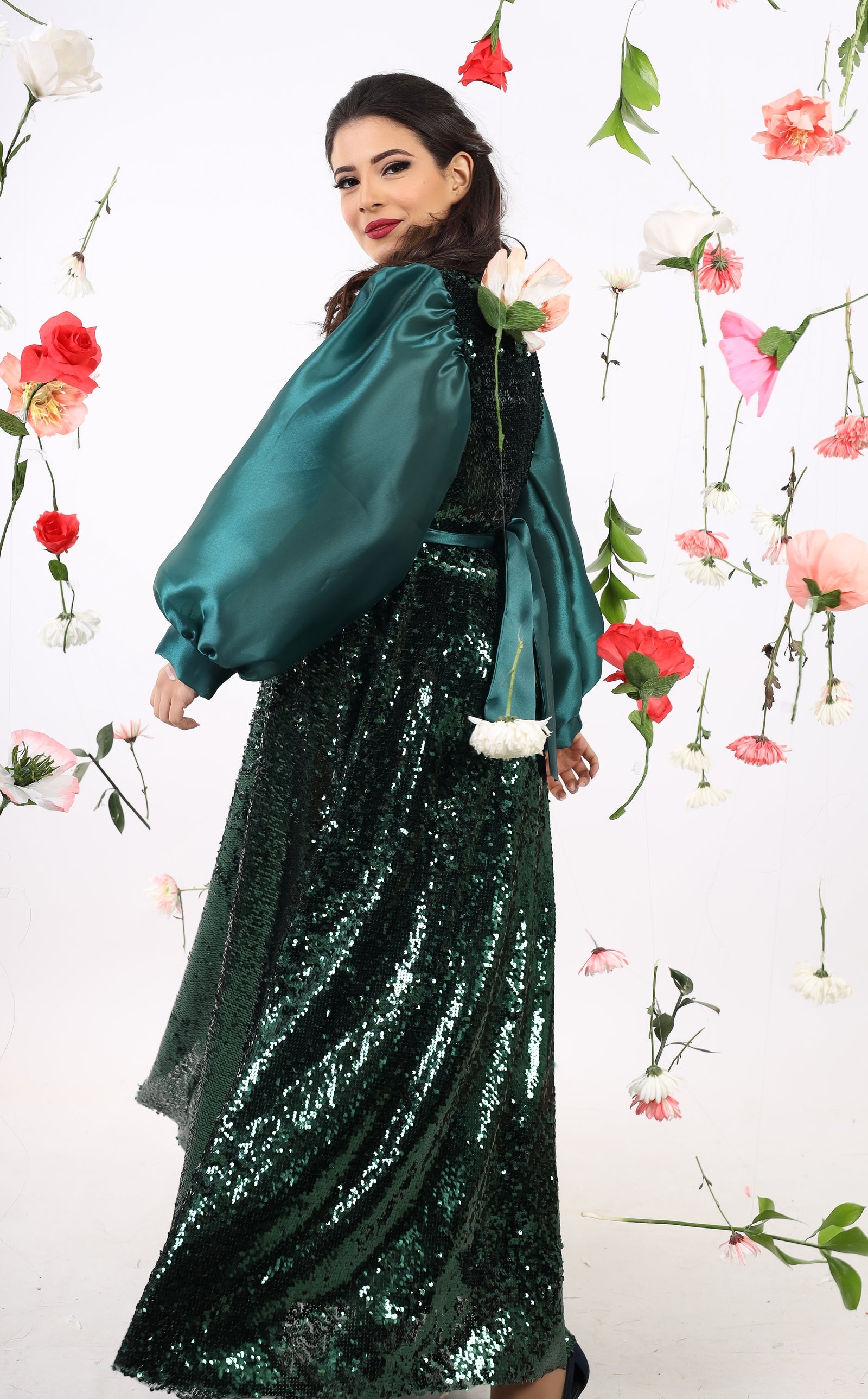 All emerald sequin blazer dress