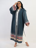 Islamic star Linen Abaya kimono - Teal