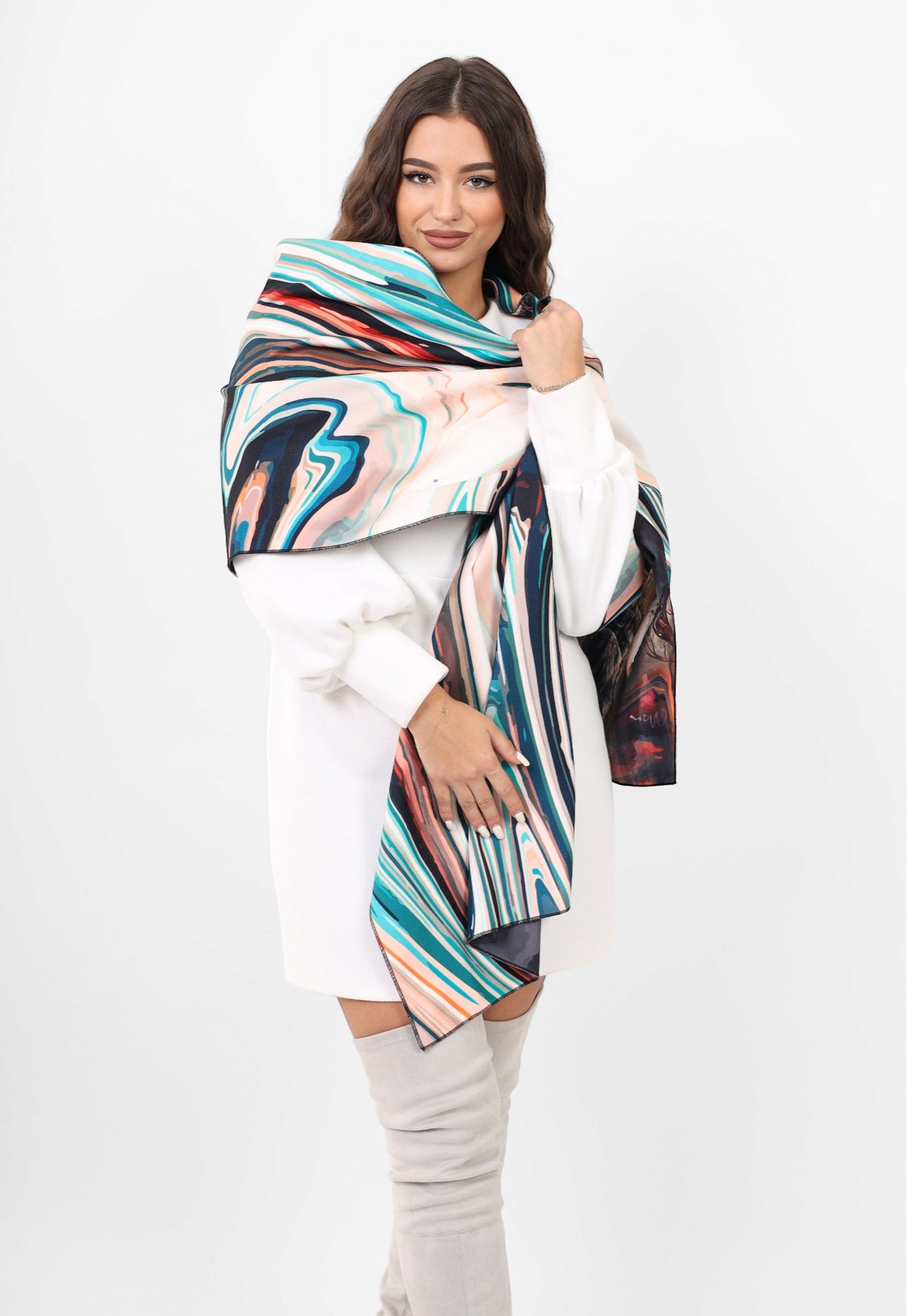 Doubleface wool Shawl - Marble