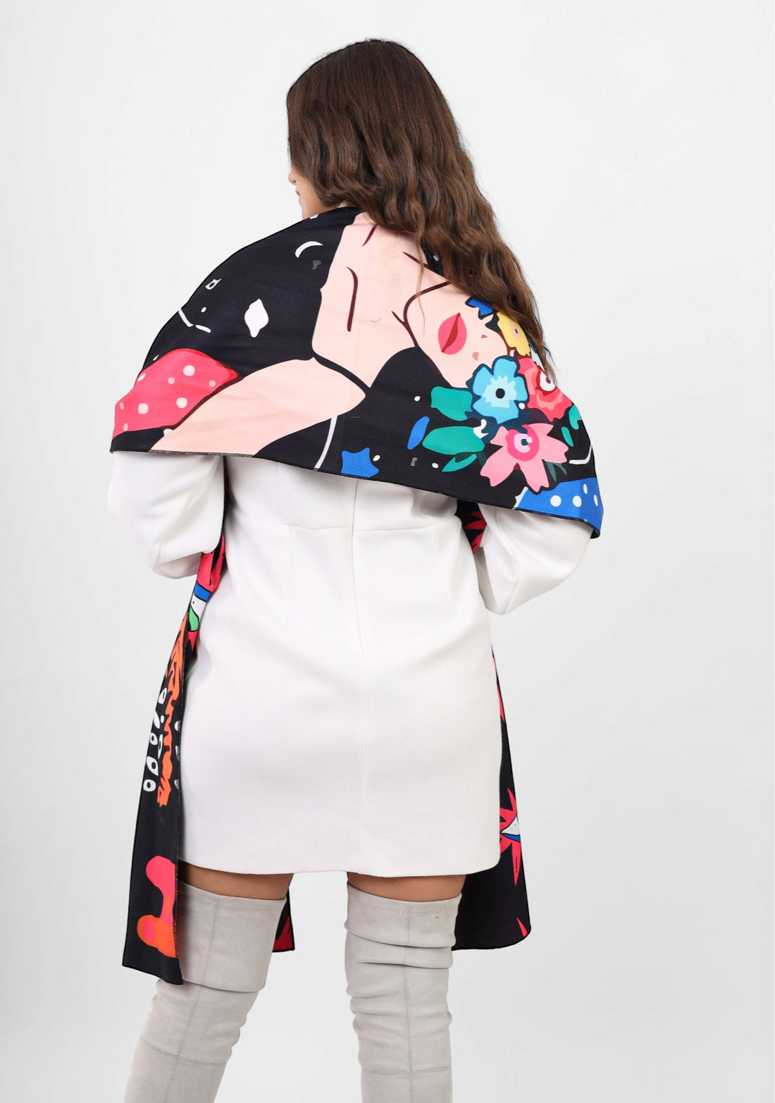 Double face wool Shawl - Black