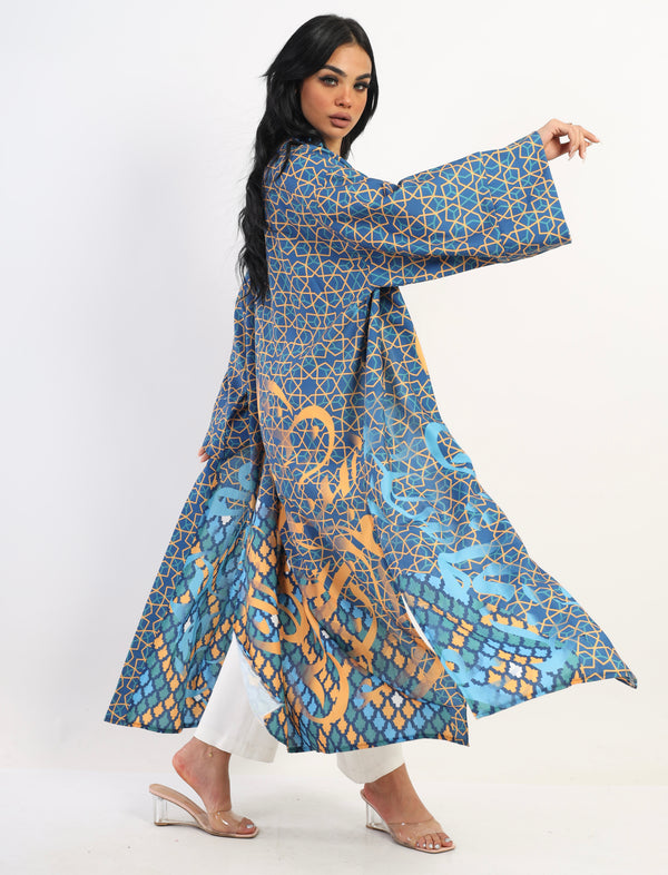 Holy Linen Abaya kimono - blue