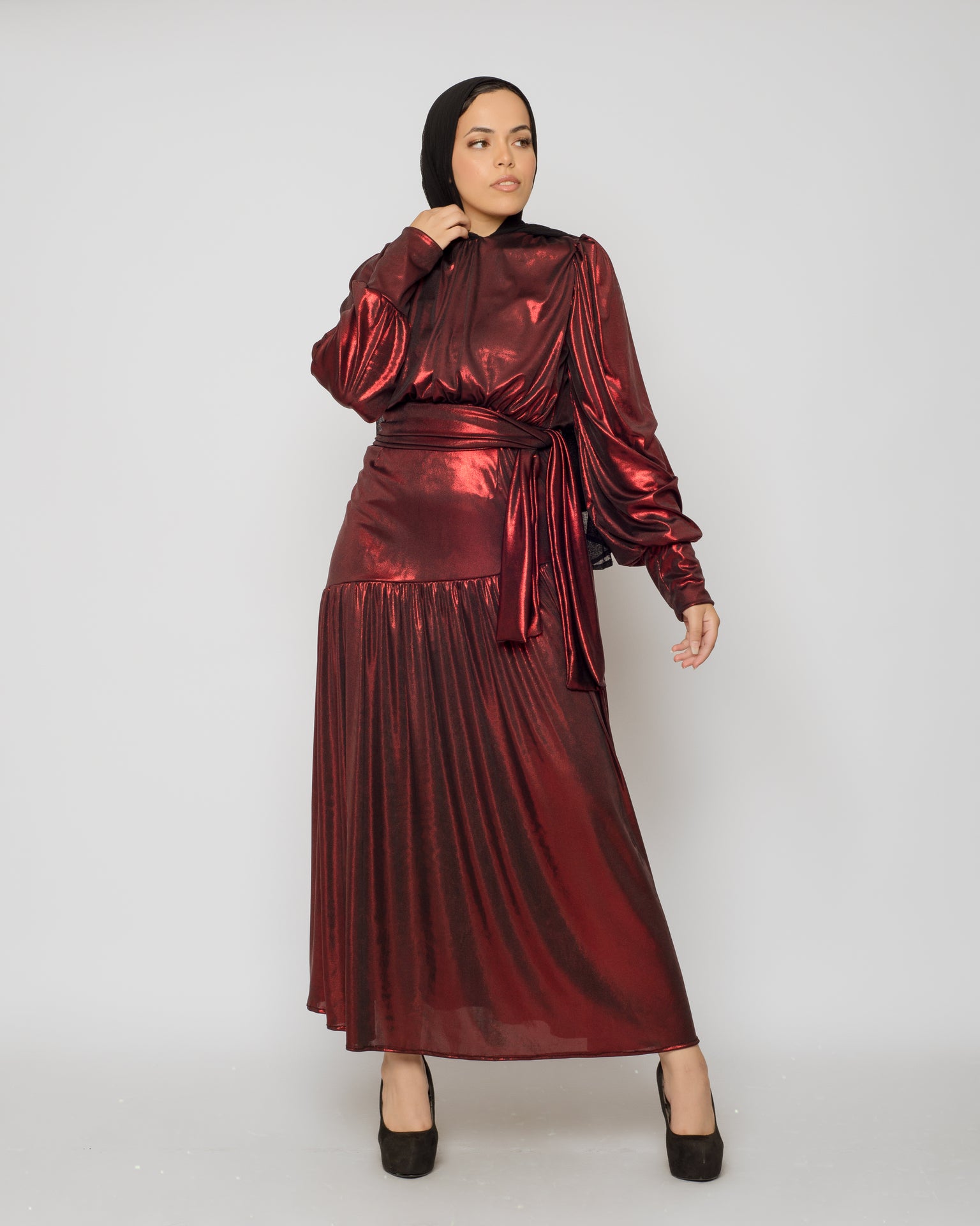 Midnight Maxi Disco Dress - Maroon
