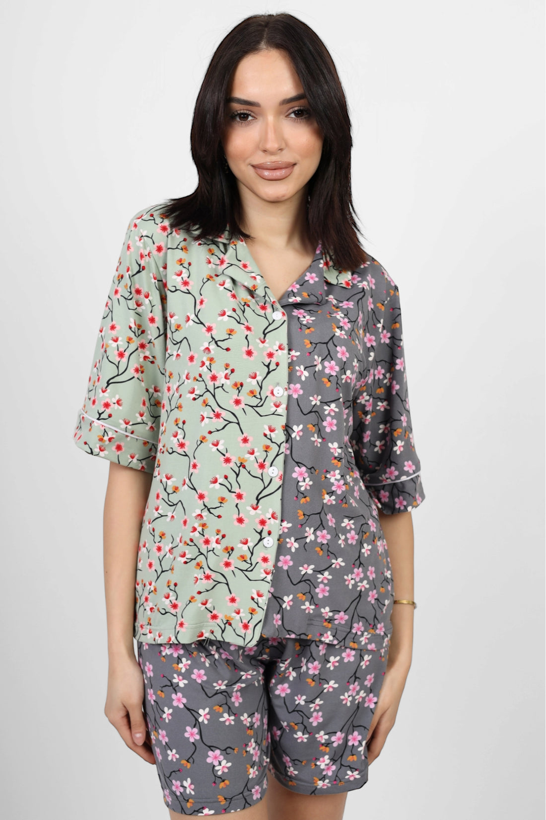 Short sleeved Pajama Set - Grey