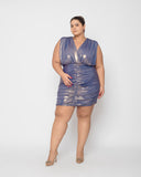 Disco Baby Ruched Dress - Blue Gold