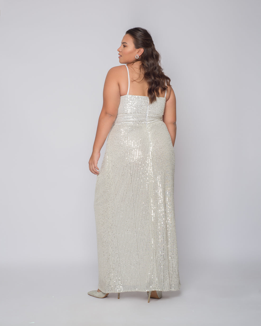 Wrap sequin dress - white