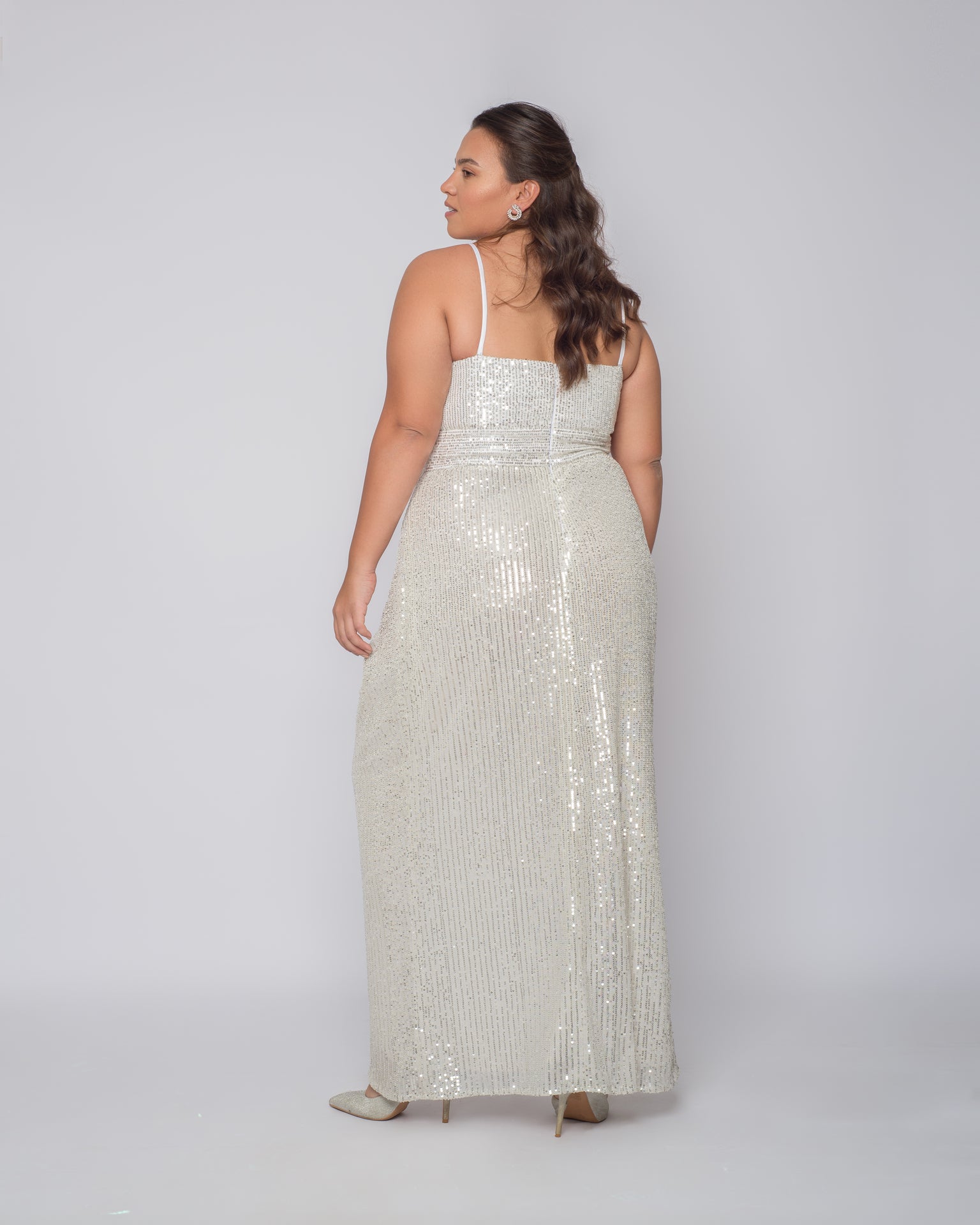 Wrap sequin dress - white