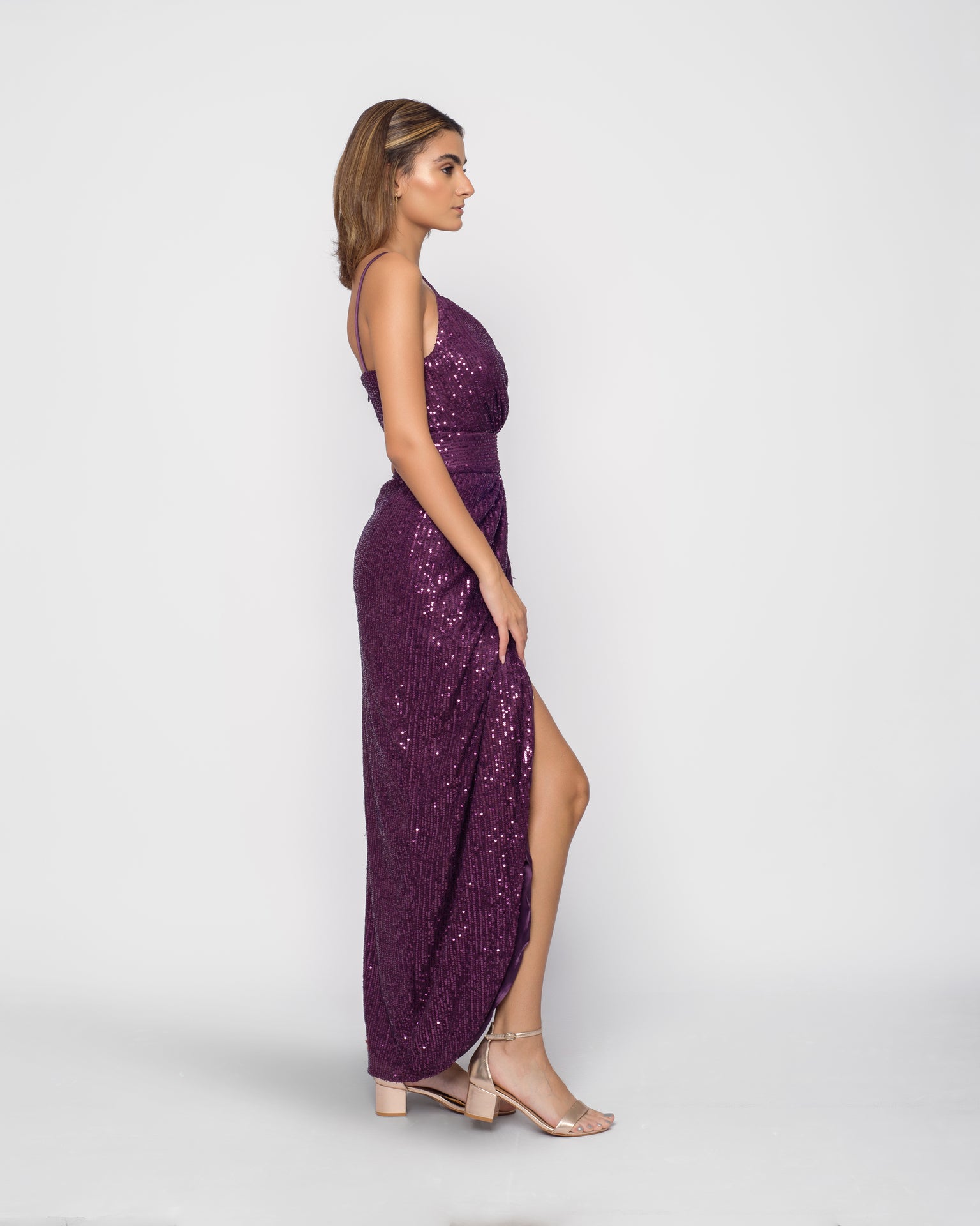 Wrap sequin dress - Purple