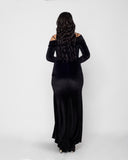 Off Shoulder Velvet Maxi Dress - Black