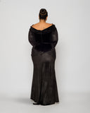 Off Shoulder Velvet Maxi Dress - Black