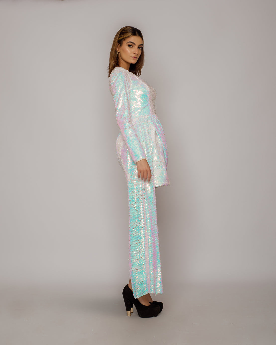 Double sequin dress - white