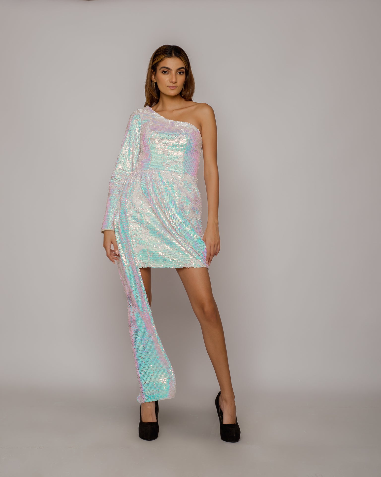 Double sequin dress - white