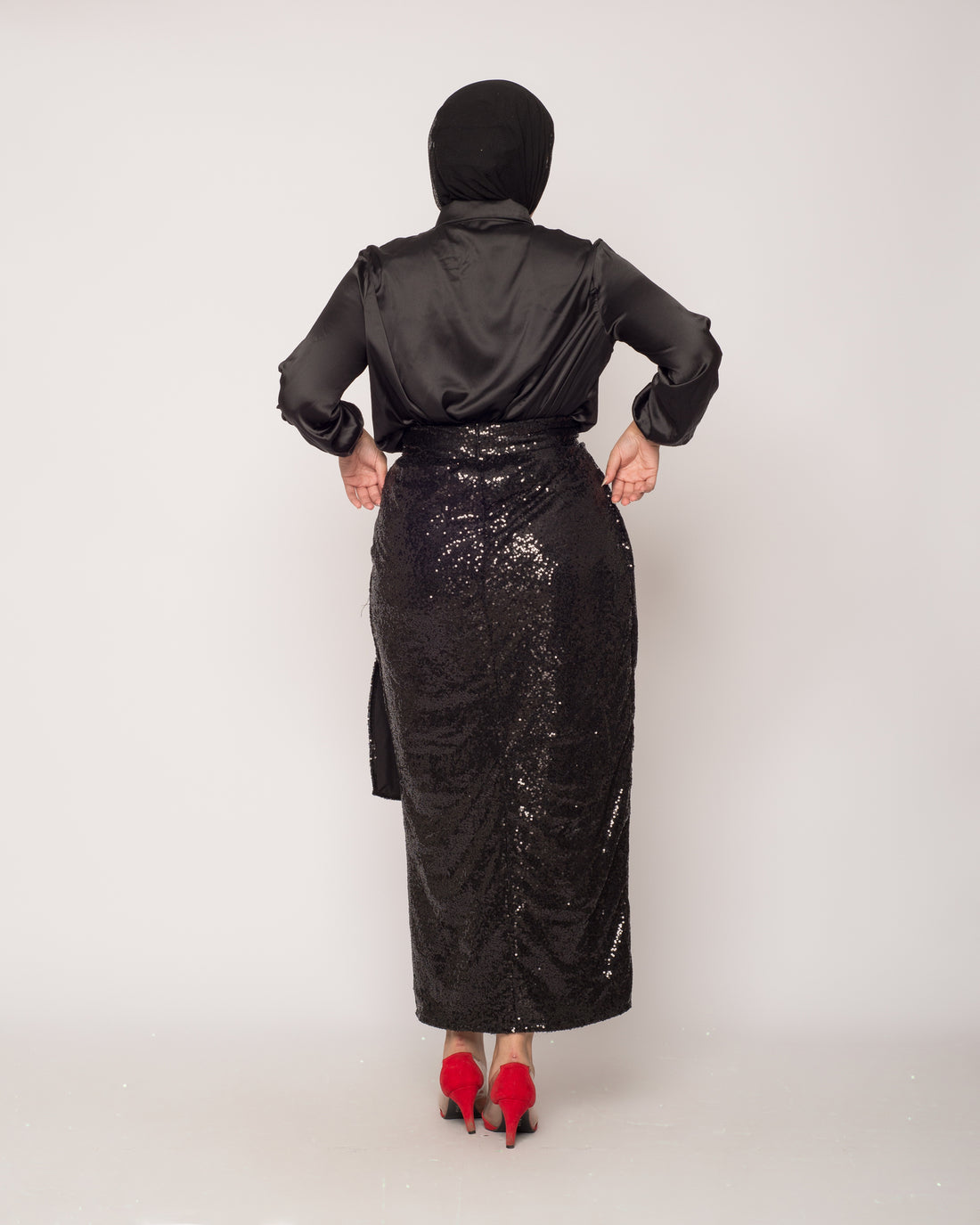 Wrap sequin skirt - black
