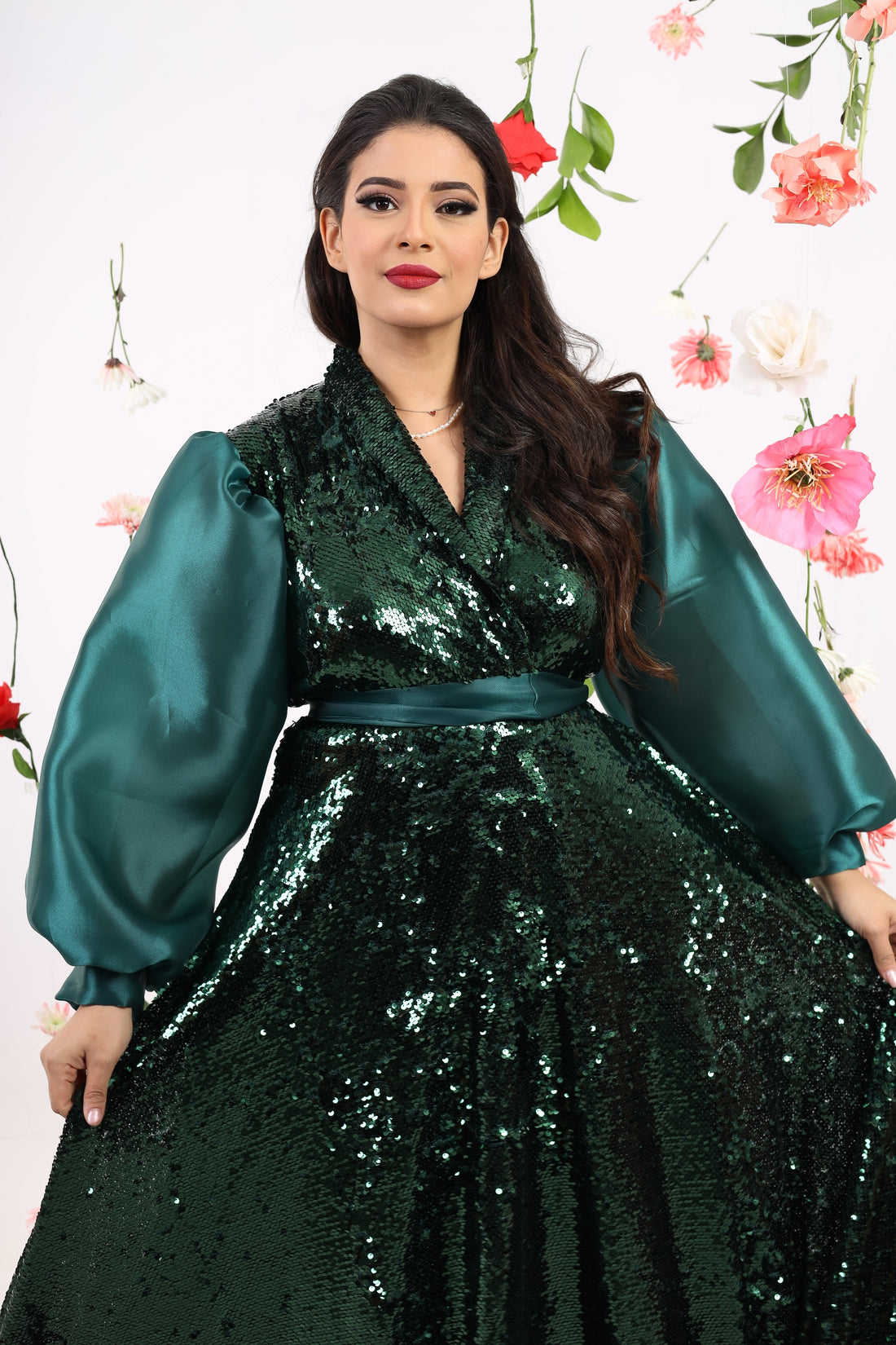 All emerald sequin blazer dress