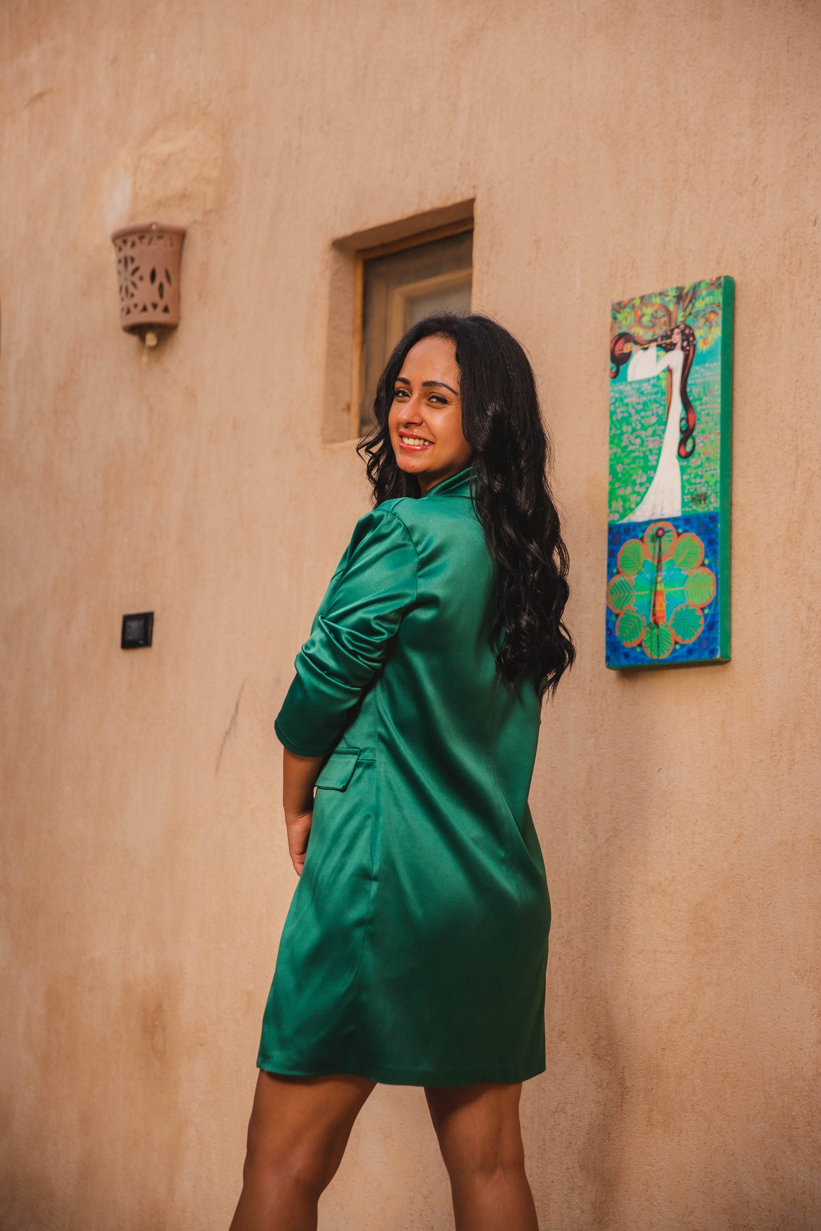 Royal Italian silk Blazer dress - Green