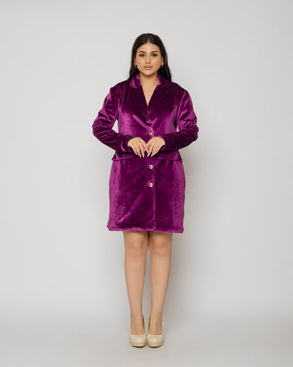 Velvet Blazer dress - Magenta