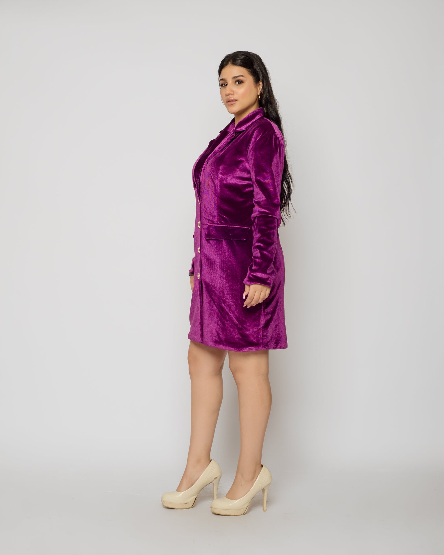 Velvet Blazer dress - Magenta