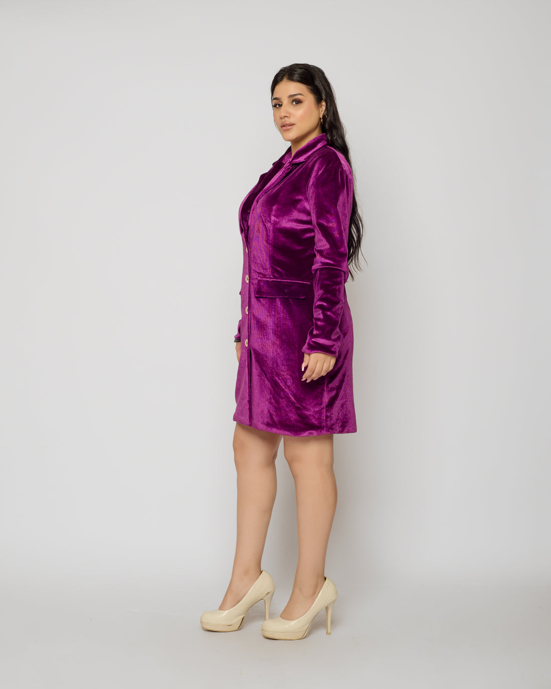 Velvet Blazer dress - Magenta