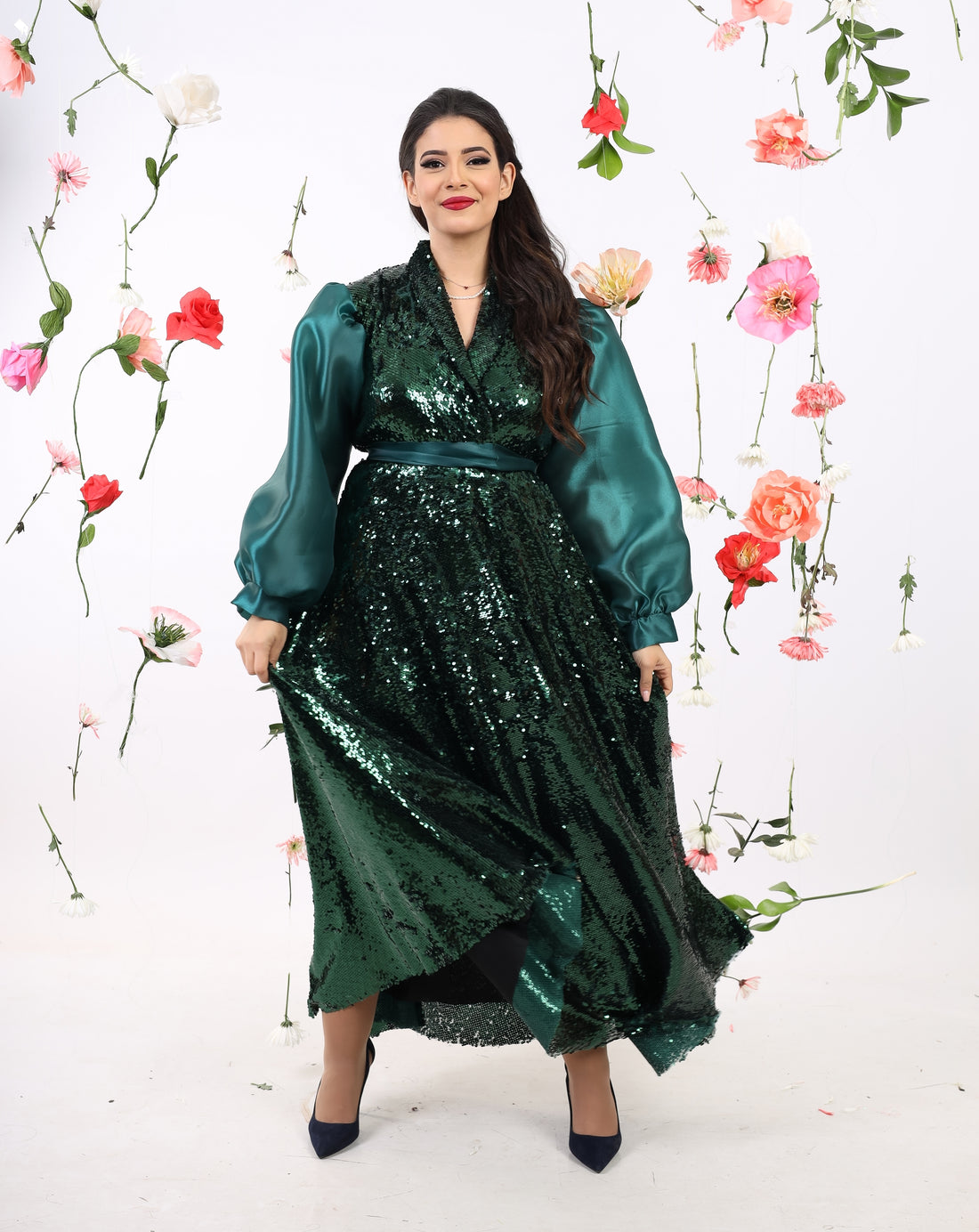 All emerald sequin blazer dress