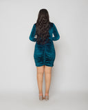 Ruched Velvet Dress - Turqouise