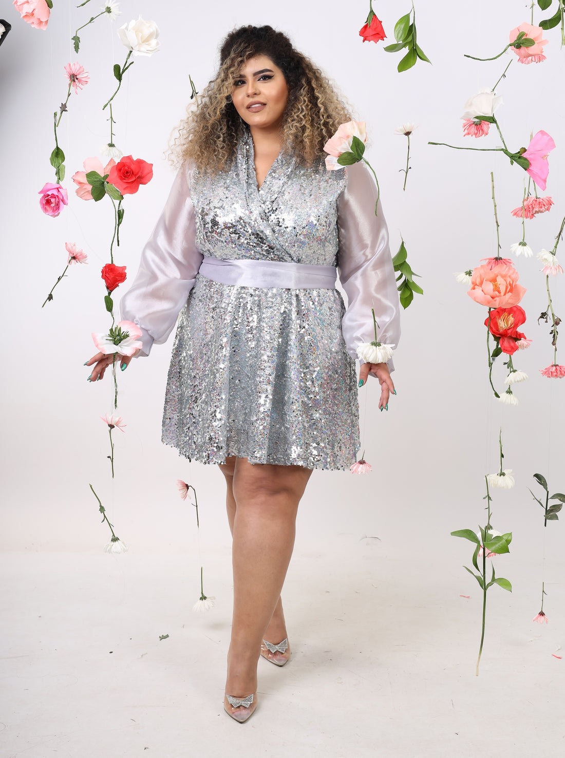 Disco Baby sequin blazer dress - Silver