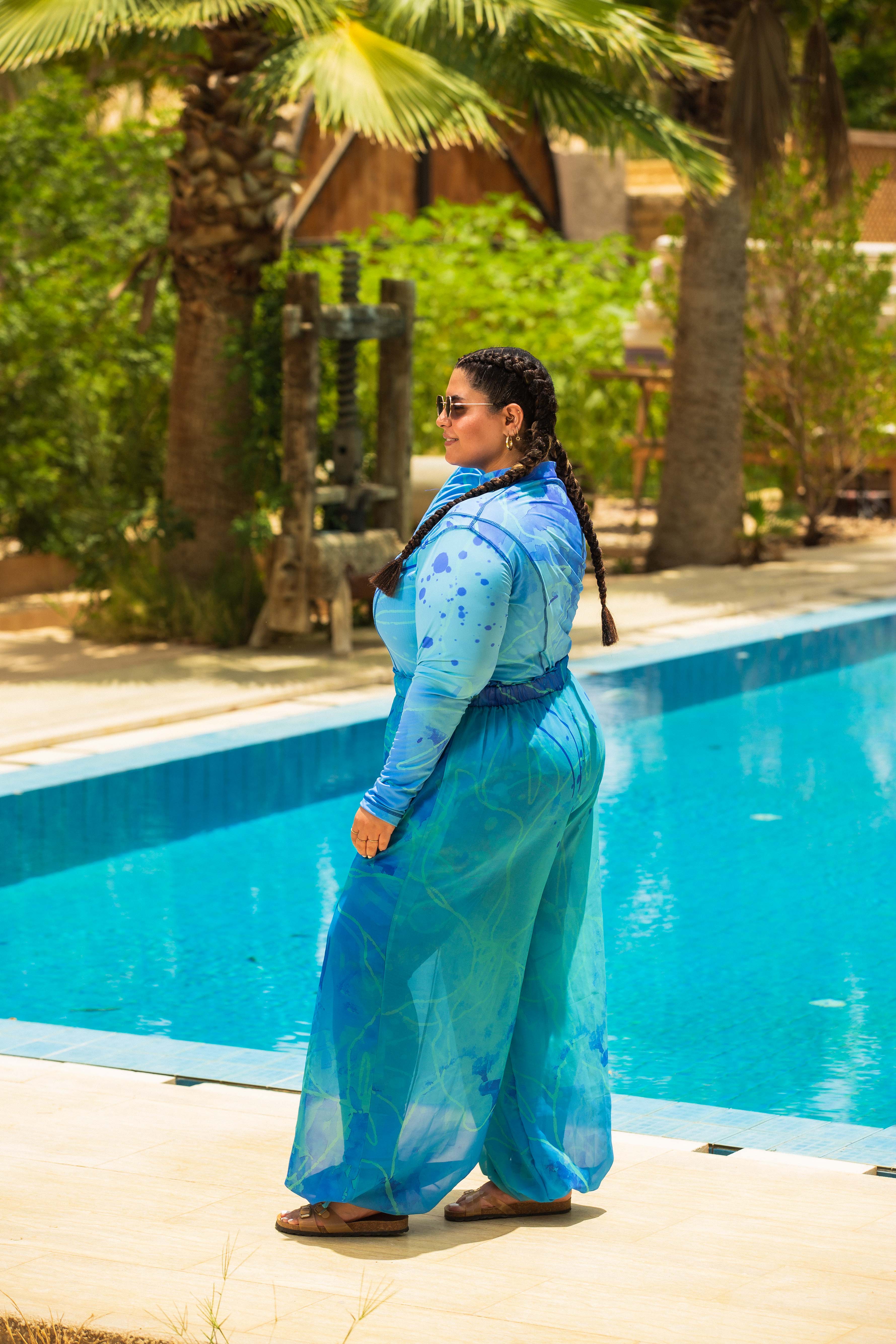 Splash Catsuit Swimsuit Set - Blue
