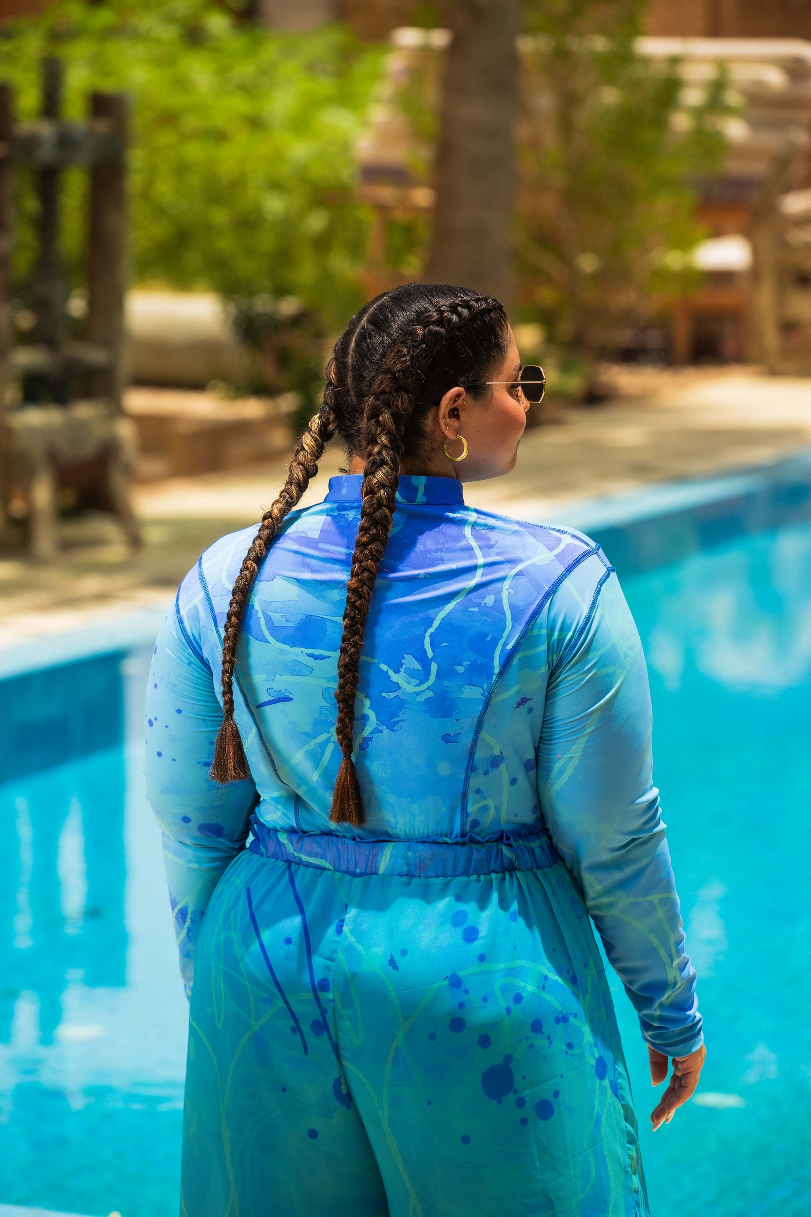 Splash Catsuit Swimsuit Set - Blue