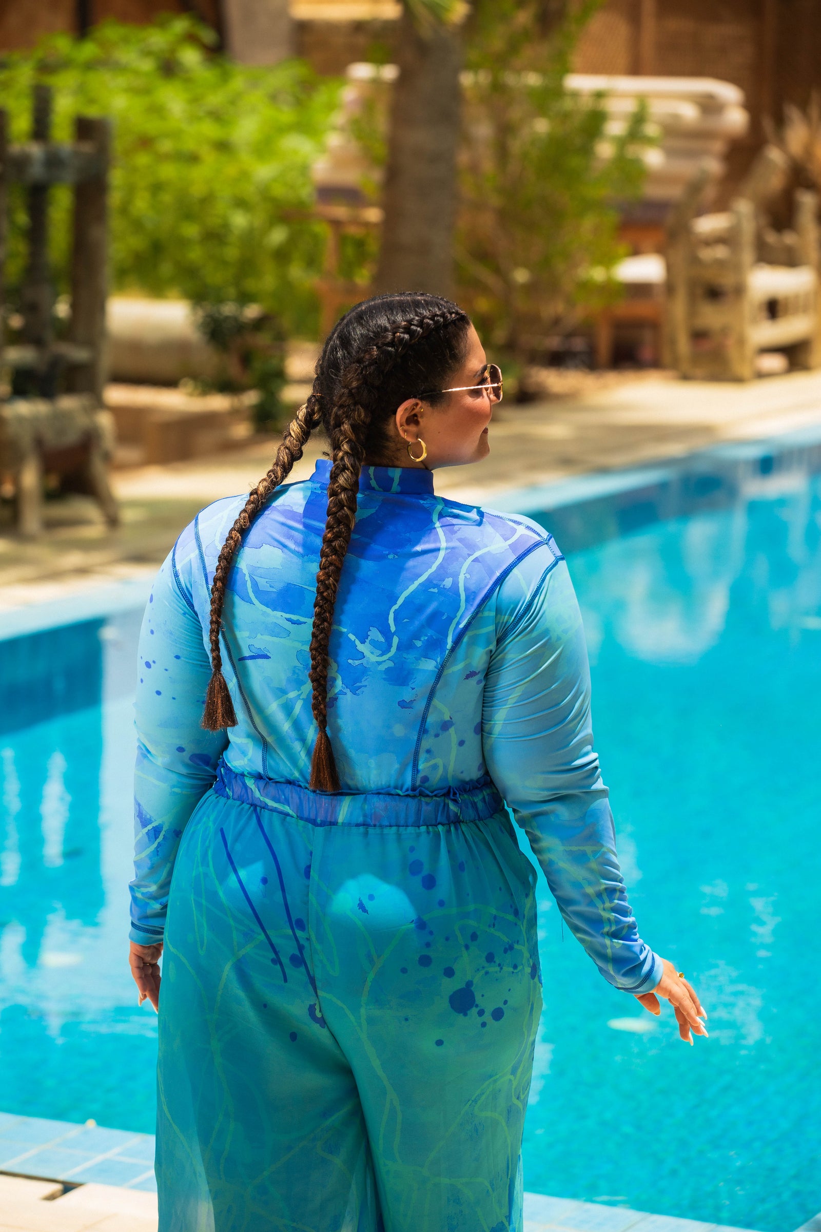 Splash Catsuit Swimsuit Set - Blue