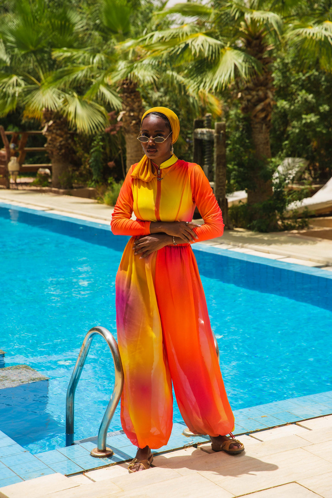 Sun-kissed Gradient Catsuit Swimsuit Set