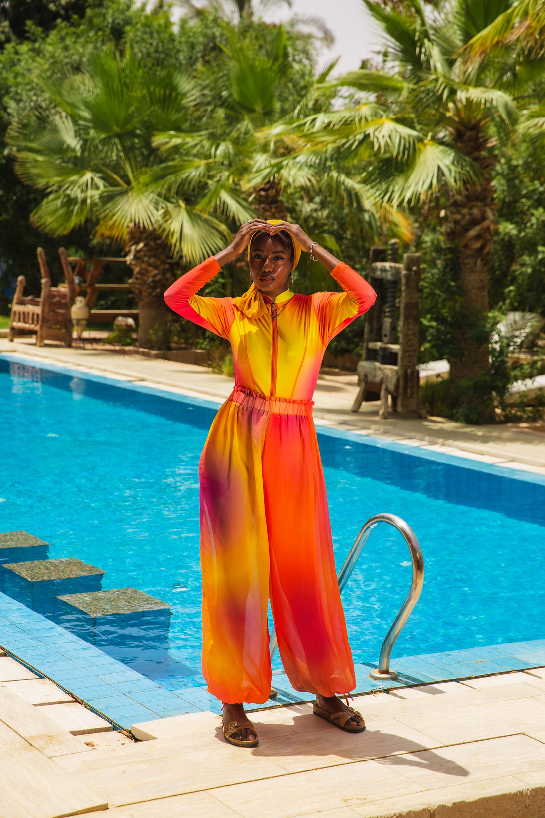 Sun-kissed Gradient Catsuit Swimsuit Set